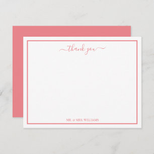 Carte De Correspondance Élégante calligraphie de script Merci rose