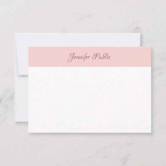 Carte De Correspondance Élégante calligraphie Nom du script Blush Pink Bla (Devant)
