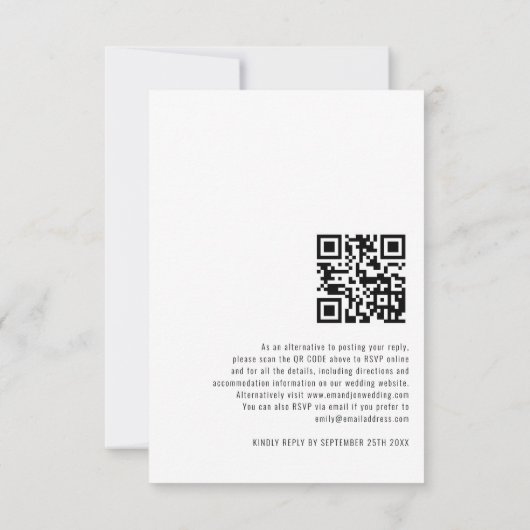 Carte De Correspondance Élégante calligraphie QR Code Mariage RSVP (Dos)