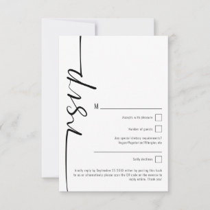 Carte De Correspondance Élégante calligraphie QR Code Mariage RSVP