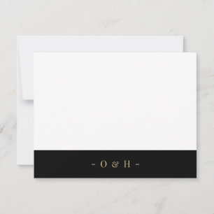 Carte De Correspondance Elégante Chic Monogram Gold Black Mariage Note Car