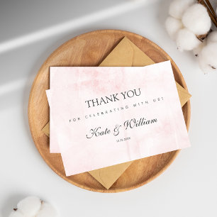 Carte De Correspondance Elégante couleur rose pâle - Merci Mariage
