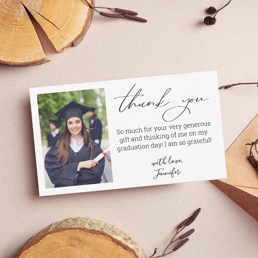 Carte De Correspondance élégante écriture manuscrite merci diplôme photo