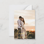 Carte De Correspondance élégante écriture mariage 2 photos merci (Devant)