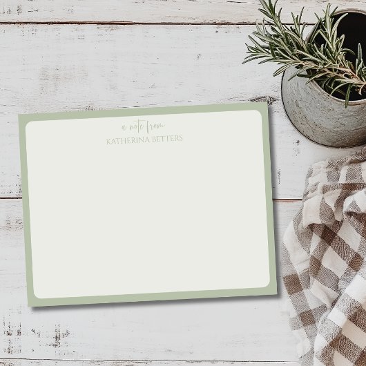 Carte de correspondance élégante et simple vert sa
