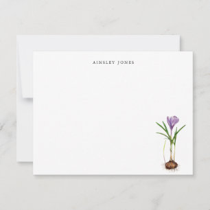Carte De Correspondance Élégante fleur de printemps Crocus violet aquarell