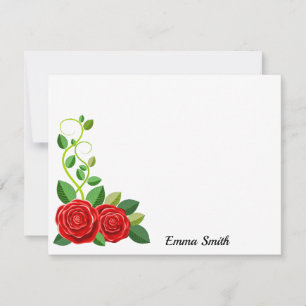 Carte De Correspondance Élégante Fleur de Rose Rouge
