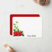 Carte De Correspondance Élégante Fleur de Rose Rouge (Devant/Arrière en situation)