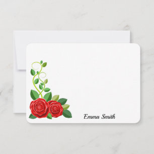 Carte De Correspondance Élégante Fleur de Rose Rouge