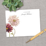 Carte De Correspondance Élégante florale de Dahlia Vintage avec nom<br><div class="desc">Ce joli design personnalisé de carte à notes présente une illustration vintage de dahlias et une typographie simple mais élégante. Ce design fait un merveilleux anniversaire,  un jour de mère,  ou un cadeau de vacances pour n'importe qui!</div>