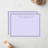 Carte De Correspondance Élégante Lavande Envoyée Avec Amour & Hugs (Devant/Arrière en situation)