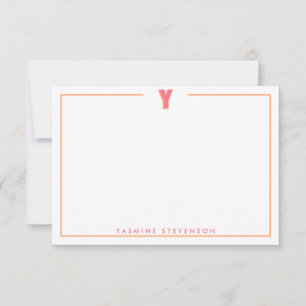 Carte De Correspondance Élégante lettre 3D monogramme personnalisée initia