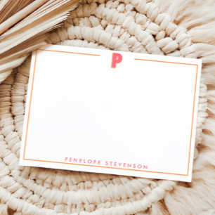 Carte De Correspondance Élégante lettre 3D monogramme personnalisée initia