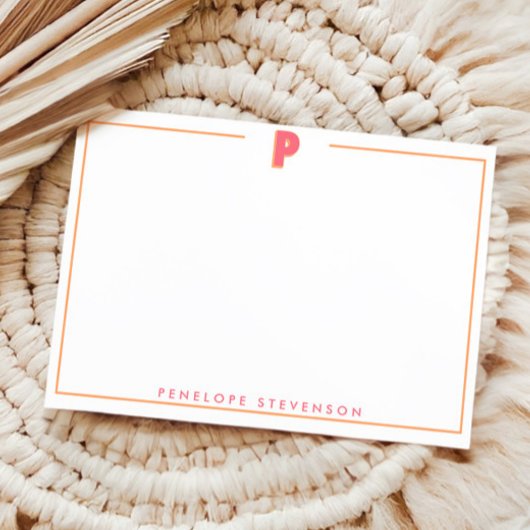 Carte De Correspondance Élégante lettre 3D monogramme personnalisée initia