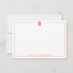 Carte De Correspondance Élégante lettre 3D monogramme personnalisée initia