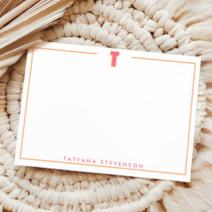 Carte De Correspondance Élégante lettre initiale T monogramme personnalisé