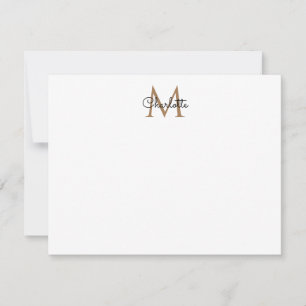 Carte de correspondance élégante monogramme en or
