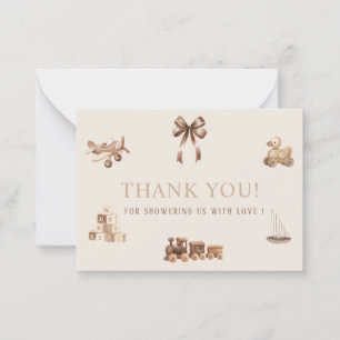 Carte De Correspondance Élégante Nurserie Aquarelle Jouets Beige Baby sho