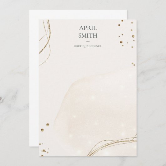 Carte De Correspondance Elégante Parties scintillant Abstraite Aquarelle d (Devant / Derrière)