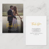 Carte De Correspondance Élégante photo manuscrite Mariage Merci (Devant / Derrière)