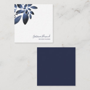 Carte De Correspondance Élégante signature de feuillage de succulent bleu