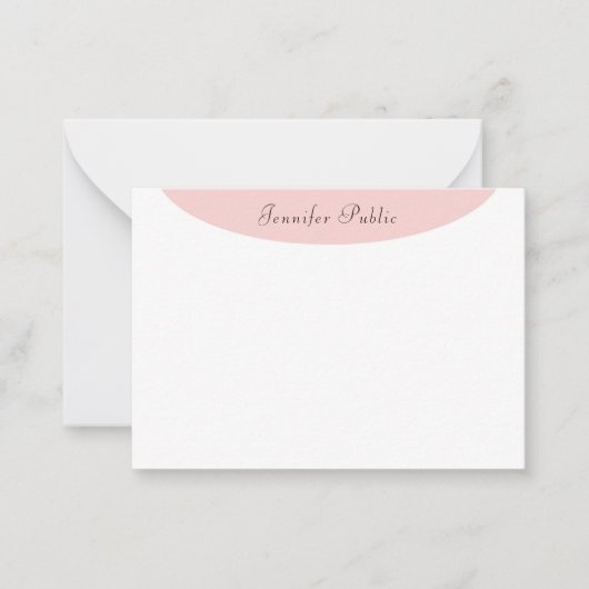 Carte De Correspondance Élégante tendance Calligraphie moderne Blush Rose  (Devant)