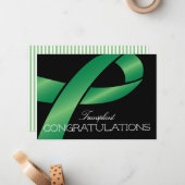 Carte De Correspondance Élégante transplantation de ruban vert Félicitatio (Devant/Arrière en situation)