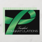 Carte De Correspondance Élégante transplantation de ruban vert Félicitatio (Devant / Derrière)