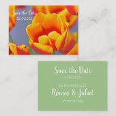Carte De Correspondance Élégante Tulipe jaune et rouge Enregistrer la date (Devant / Derrière)