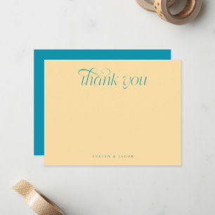 Carte De Correspondance Élégante Typographie en Spirale Mariage Bleu Aqua