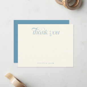Carte De Correspondance Élégante Typographie en Spirale Mariage Bleu Denim