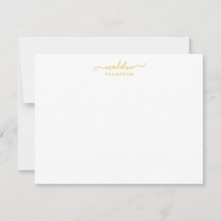 Carte De Correspondance Élégante Typographie Jaune de moutarde Script Girl