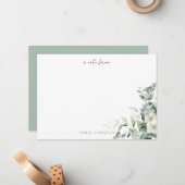 Carte De Correspondance Elégante verdure d'Eucalyptus (Devant/Arrière en situation)