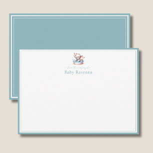 Carte De Correspondance Élément Bébé Éléphant Misty Aqua Nurserie Nouveau-
