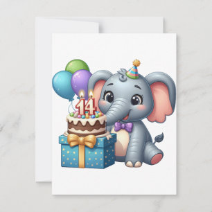 Carte De Correspondance Éléphant 14e anniversaire