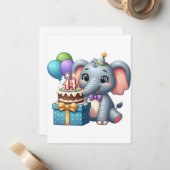Carte De Correspondance Éléphant 14e anniversaire (Devant/Arrière en situation)
