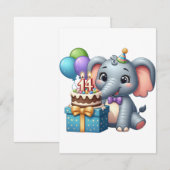 Carte De Correspondance Éléphant 14e anniversaire (Devant / Derrière)