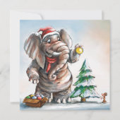 Carte De Correspondance Elephant and Mouse Card - by Monika Marzec (Devant)