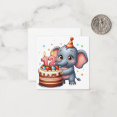 Carte De Correspondance Éléphant Mignon 12e Anniversaire (Devant/Arrière en situation)