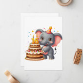 Carte De Correspondance Éléphant mignon 16e anniversaire (Devant/Arrière en situation)