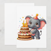 Carte De Correspondance Éléphant mignon 16e anniversaire (Devant / Derrière)