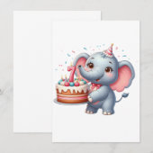 Carte De Correspondance Éléphant Mignon 7ème Anniversaire (Devant / Derrière)