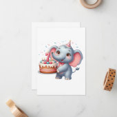 Carte De Correspondance Éléphant Mignon 7ème Anniversaire (Devant/Arrière en situation)