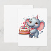 Carte De Correspondance Éléphant Mignon 7ème Anniversaire (Devant / Derrière)