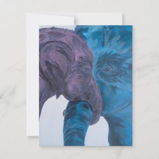 Carte De Correspondance Éléphant Moderne Bleu et Violet Expressionniste (Devant)
