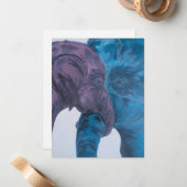 Carte De Correspondance Éléphant Moderne Bleu et Violet Expressionniste (Devant/Arrière en situation)