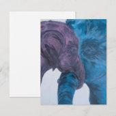 Carte De Correspondance Éléphant Moderne Bleu et Violet Expressionniste (Devant / Derrière)