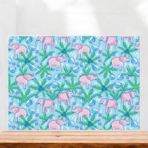 Carte De Correspondance Eléphant rose Preppy Cocots tropicaux Palmiers
