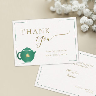 Carte De Correspondance Emerald Gold Tea Elegant Merci de Fête des mariées