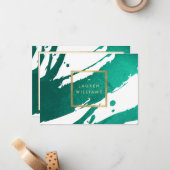 Carte De Correspondance Emerald Green Brushstrokies Certificat cadeau (Devant/Arrière en situation)